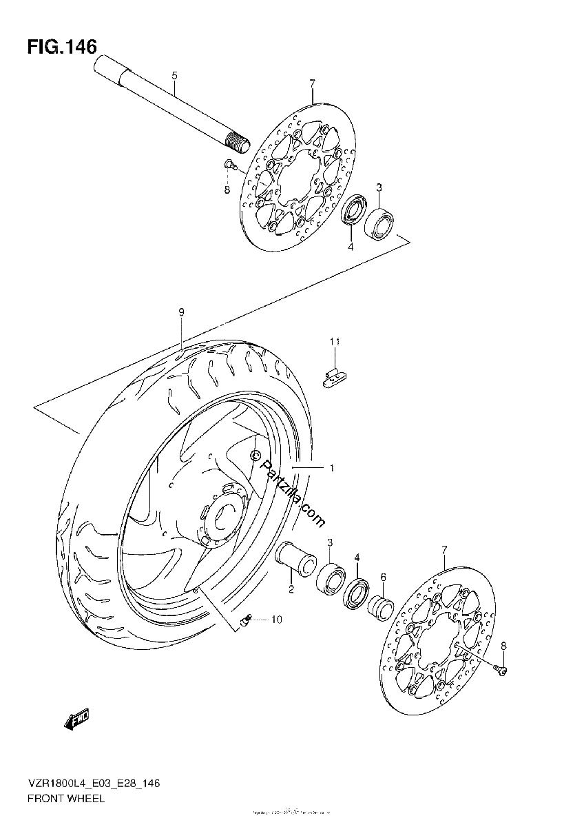 Diagrama de FRONT WHEEL VZR1800ZL4 E28