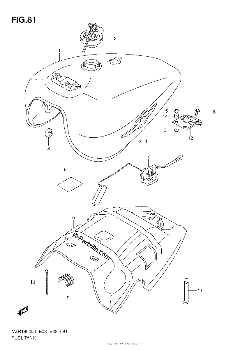 Diagrama de FUEL TANK VZR1800ZL4 E28
