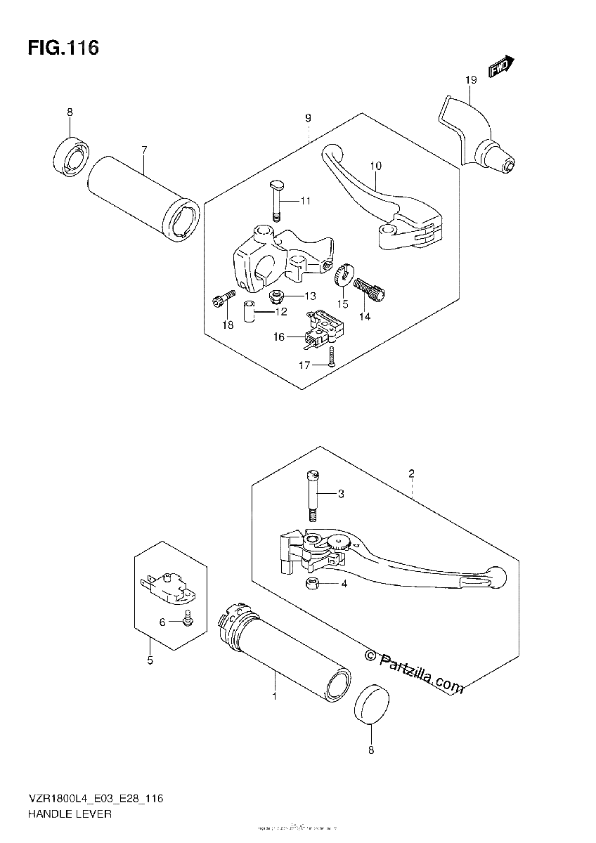 Diagrama de HANDLE LEVER VZR1800ZL4 E03