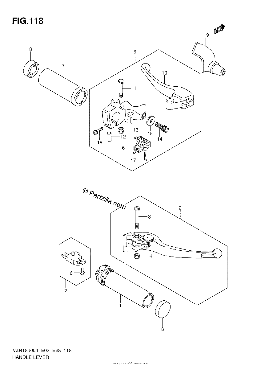 Diagrama de HANDLE LEVER VZR1800ZL4 E33