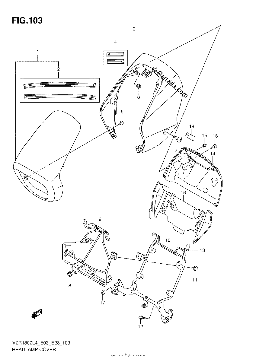 Diagrama de HEADLAMP COVER VZR1800ZL4 E03