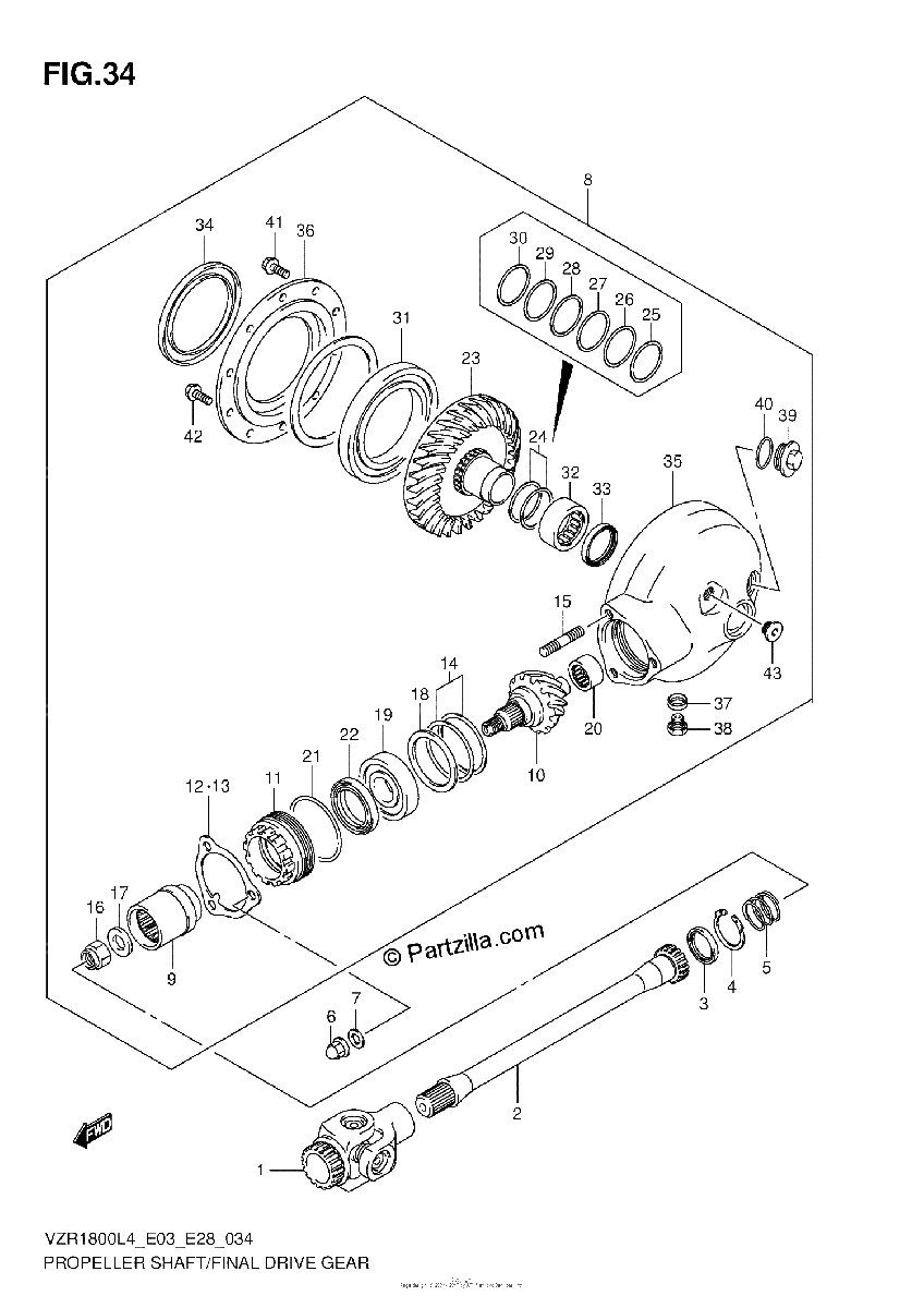 Diagrama de PROPELLER SHAFT FINAL DRIVE GEAR VZR1800ZL4 E03