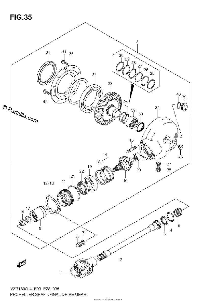 Diagrama de PROPELLER SHAFT FINAL DRIVE GEAR VZR1800ZL4 E28
