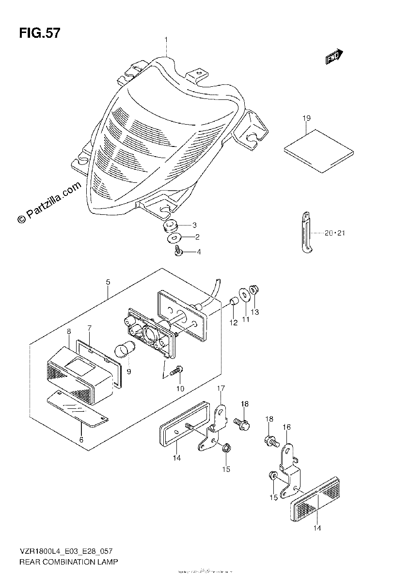 Diagrama de REAR COMBINATION LAMP VZR1800ZL4 E03