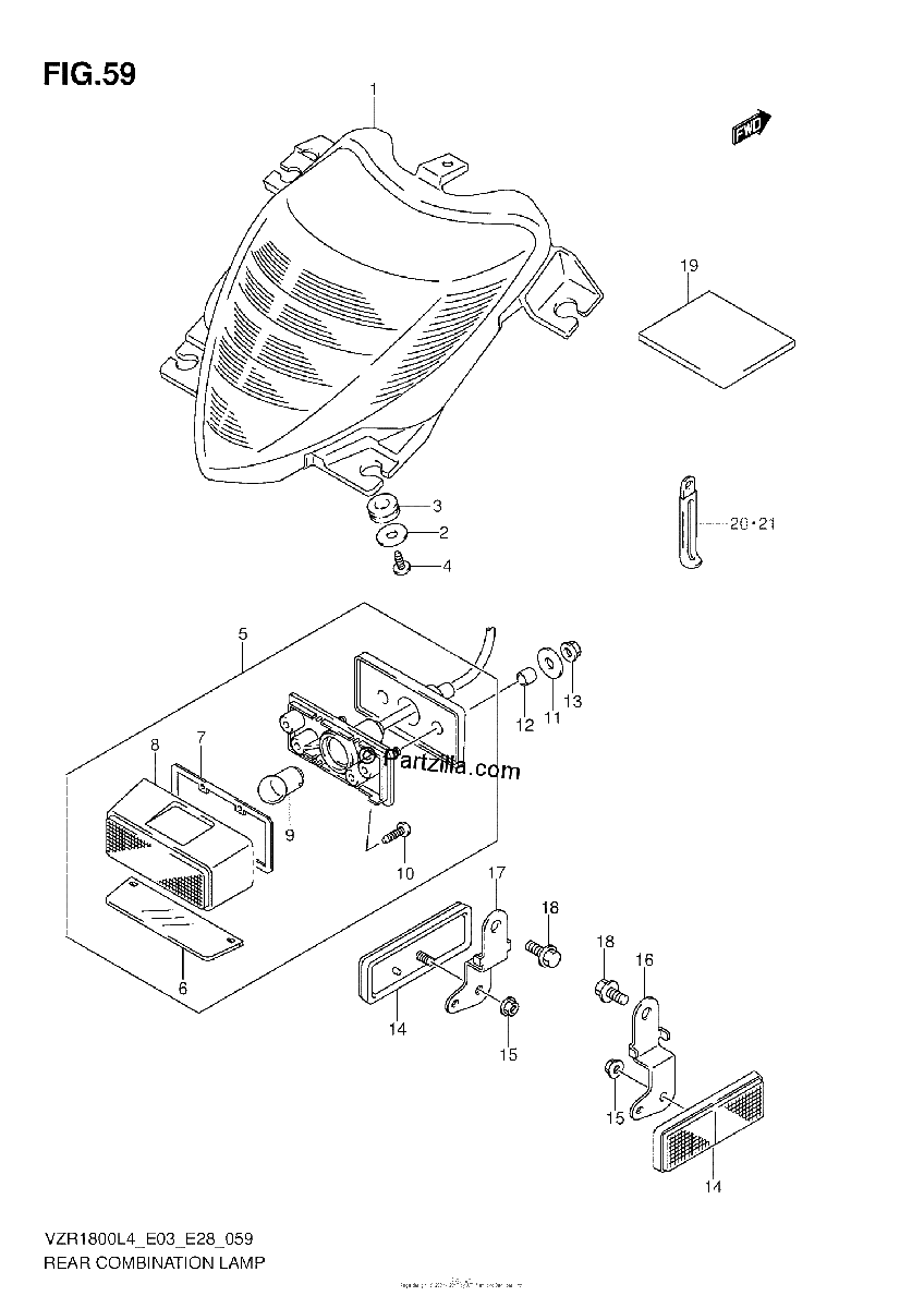 Diagrama de REAR COMBINATION LAMP VZR1800ZL4 E33