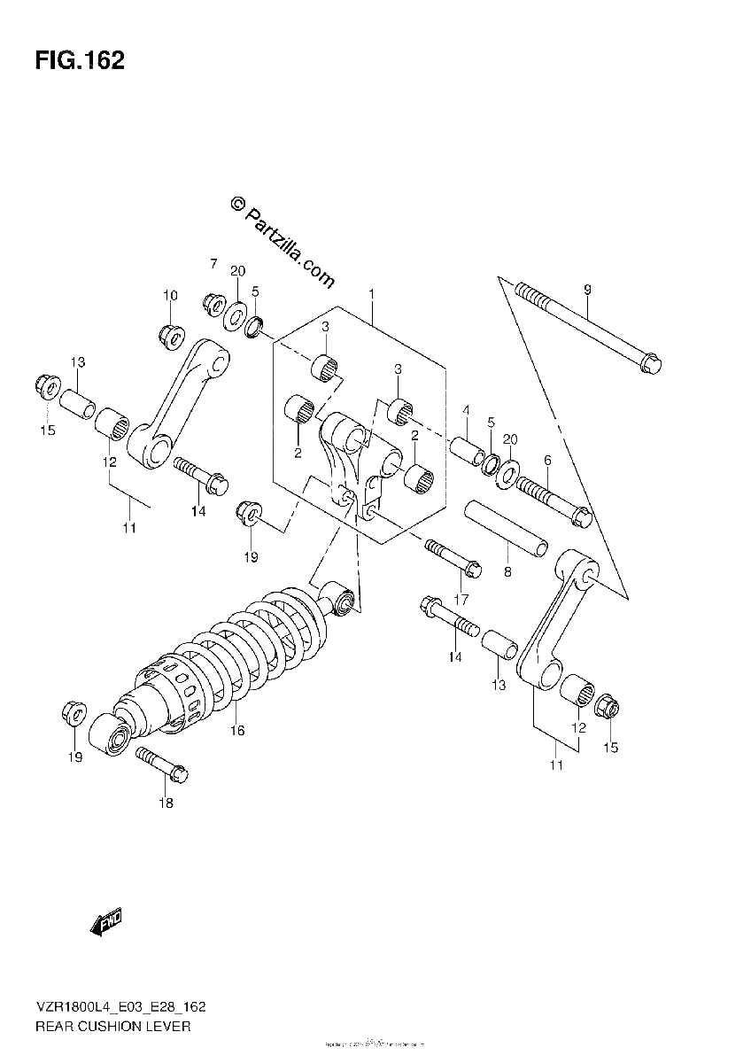 Diagrama de REAR CUSHION LEVER VZR1800ZL4 E33