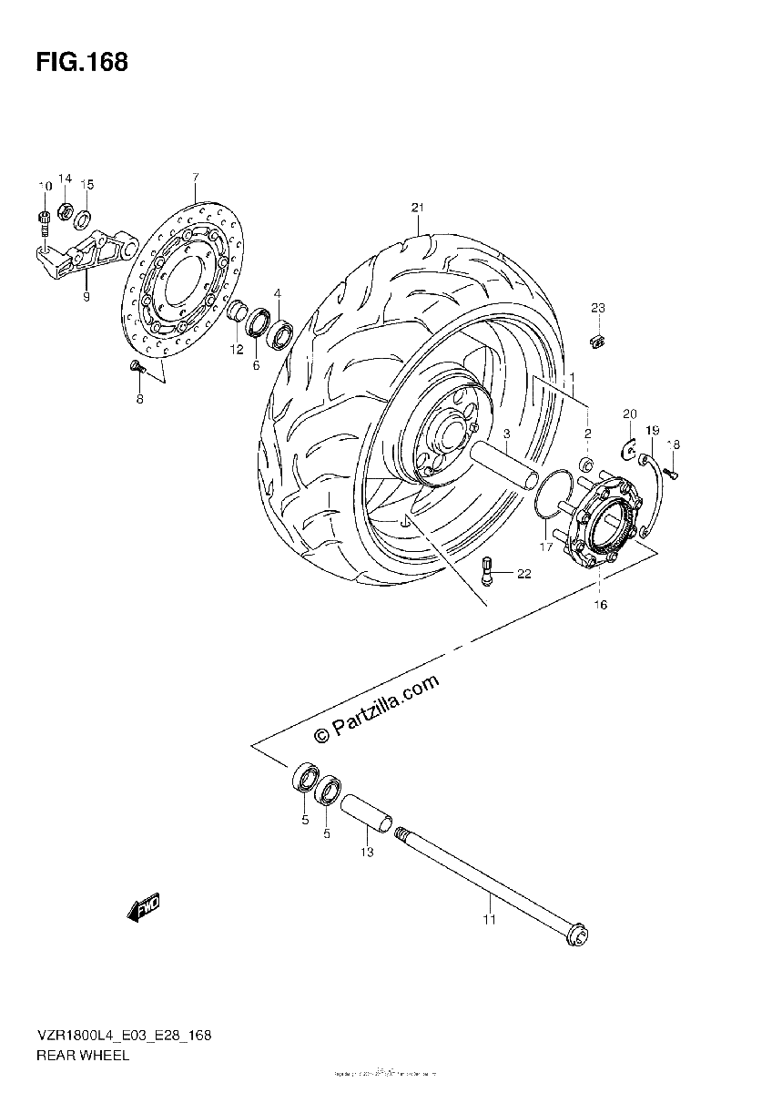 Diagrama de REAR WHEEL VZR1800ZL4 E33
