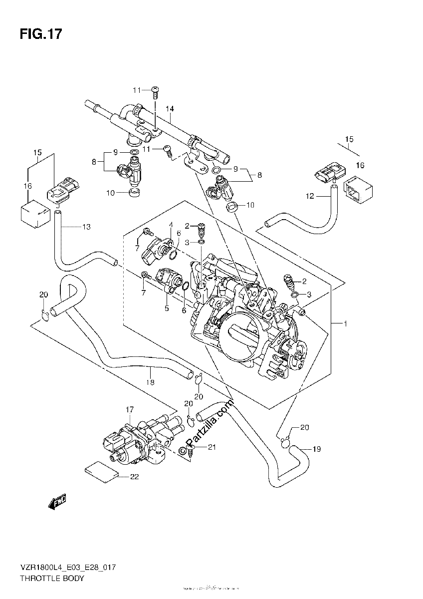 Diagrama de THROTTLE BODY VZR1800ZL4 E28