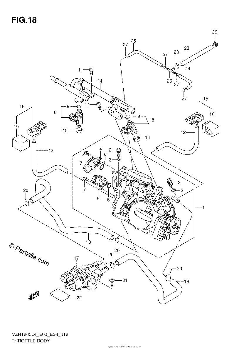 Diagrama de THROTTLE BODY VZR1800ZL4 E33