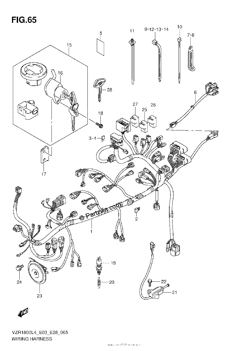 Diagrama de WIRING HARNESS VZR1800ZL4 E28