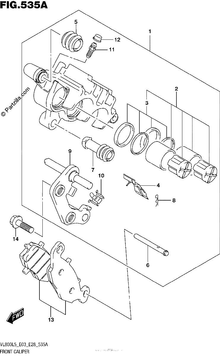 Diagrama de FRONT CALIPER VL800L5 E03