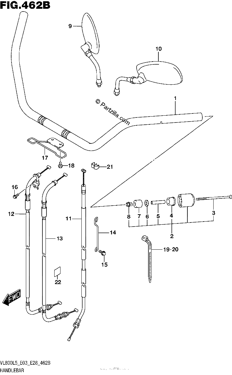 Diagrama de HANDLEBAR VL800L5 E33
