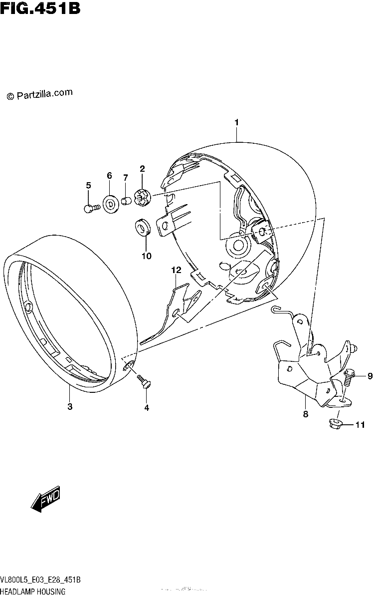 Diagrama de HEADLAMP HOUSING VL800L5 E33