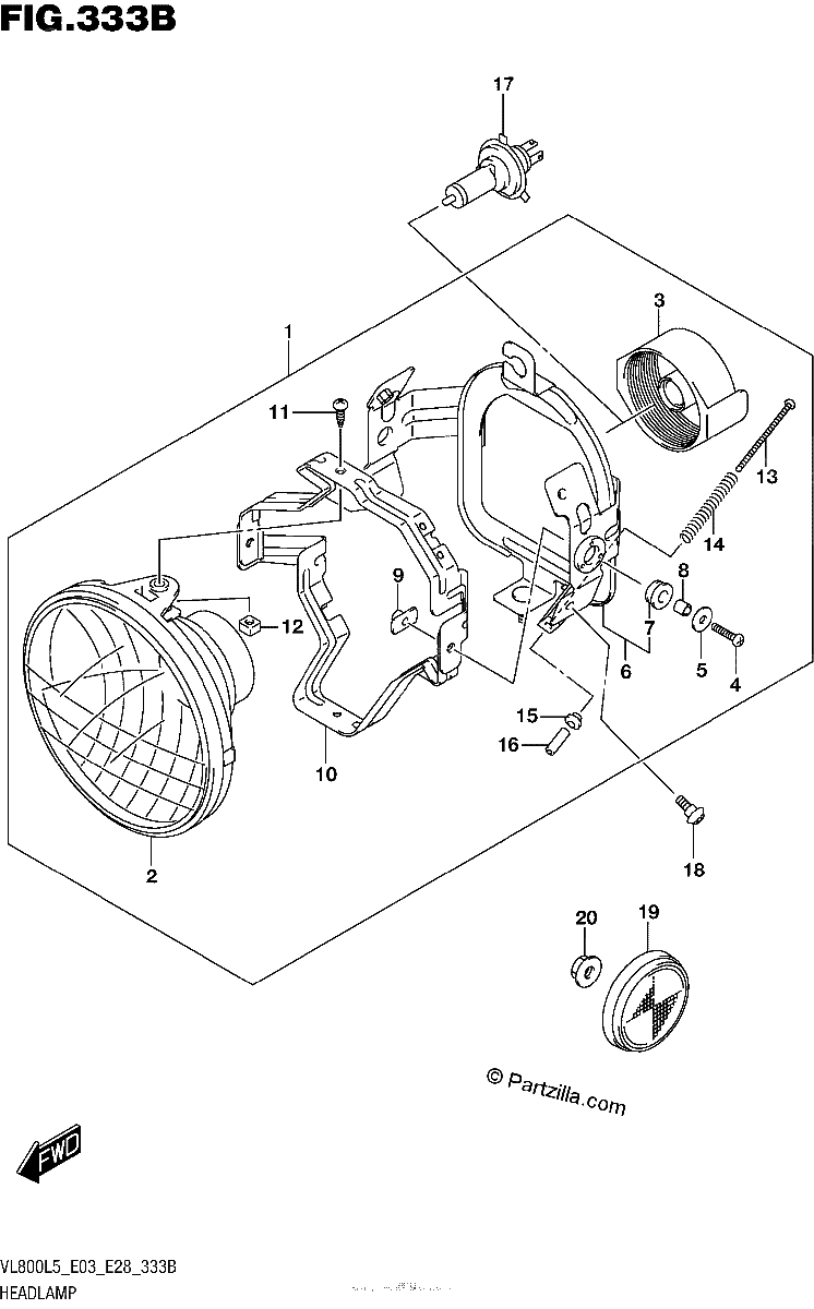 Diagrama de HEADLAMP VL800L5 E33