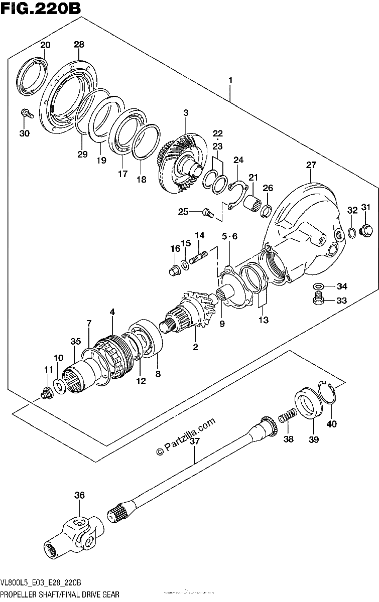 Diagrama de PROPELLER SHAFT FINAL DRIVE GEAR VL800L5 E33