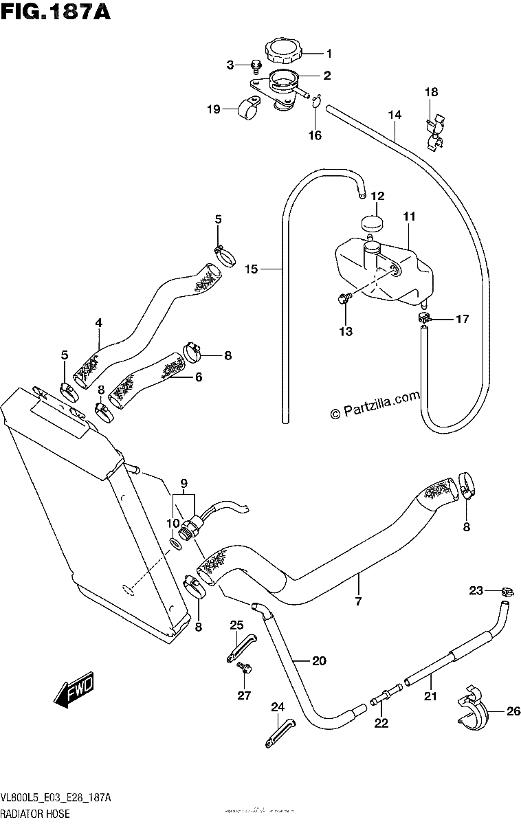 Diagrama de RADIATOR HOSE VL800L5 E03