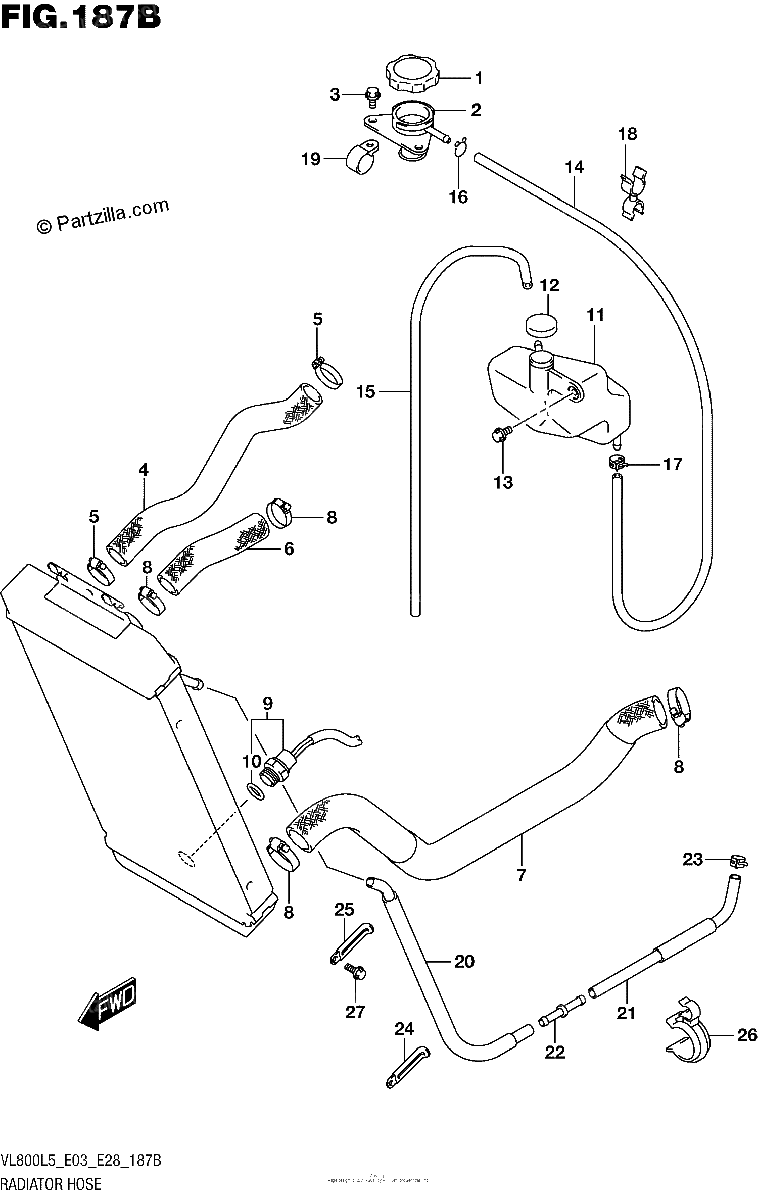 Diagrama de RADIATOR HOSE VL800L5 E33