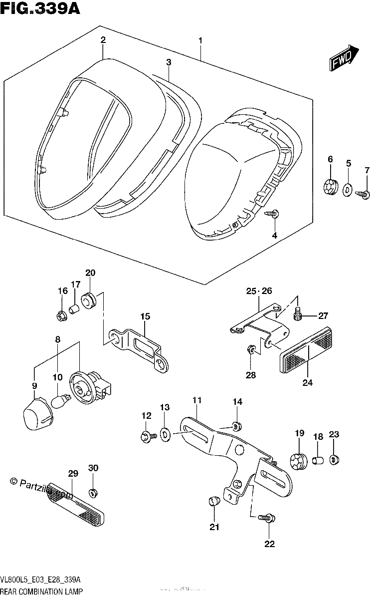 Diagrama de REAR COMBINATION LAMP VL800L5 E03