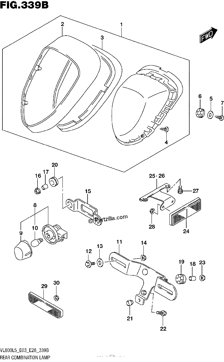 Diagrama de REAR COMBINATION LAMP VL800L5 E33