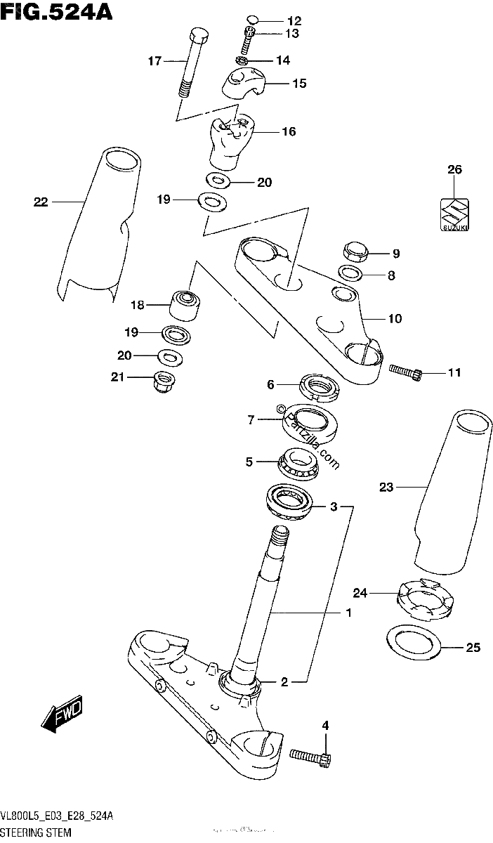 Diagrama de STEERING STEM VL800L5 E03