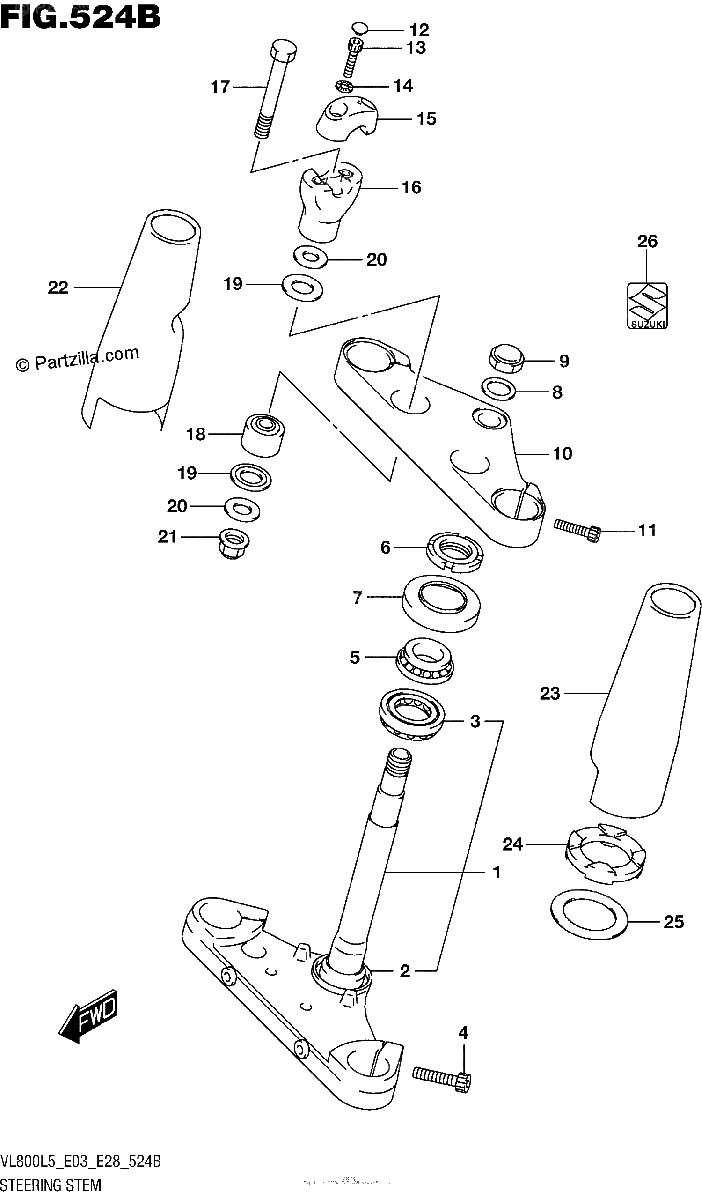 Diagrama de STEERING STEM VL800L5 E33