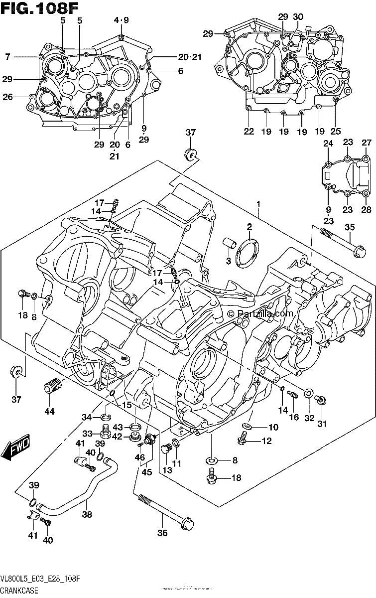 Diagrama de CRANKCASE VL800BL5 E28