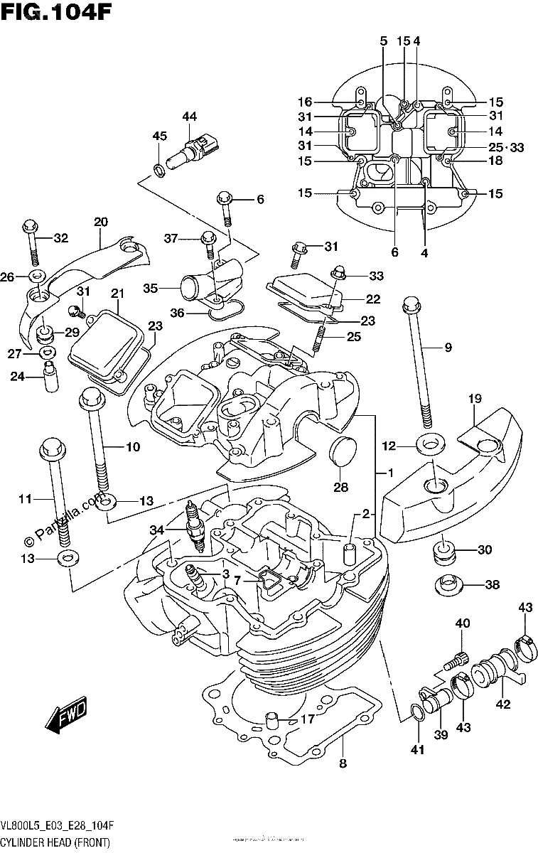 Diagrama de CYLINDER HEAD FRONT VL800BL5 E28