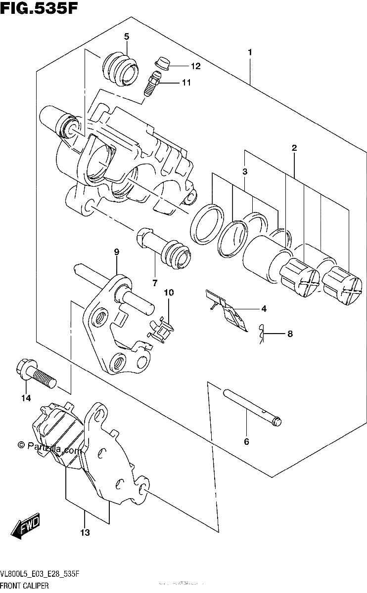 Diagrama de FRONT CALIPER VL800BL5 E28