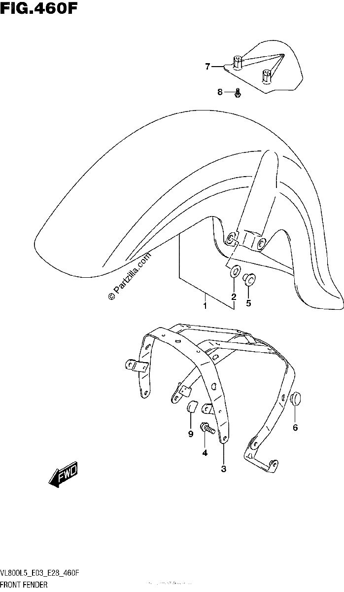 Diagrama de FRONT FENDER VL800BL5 E28