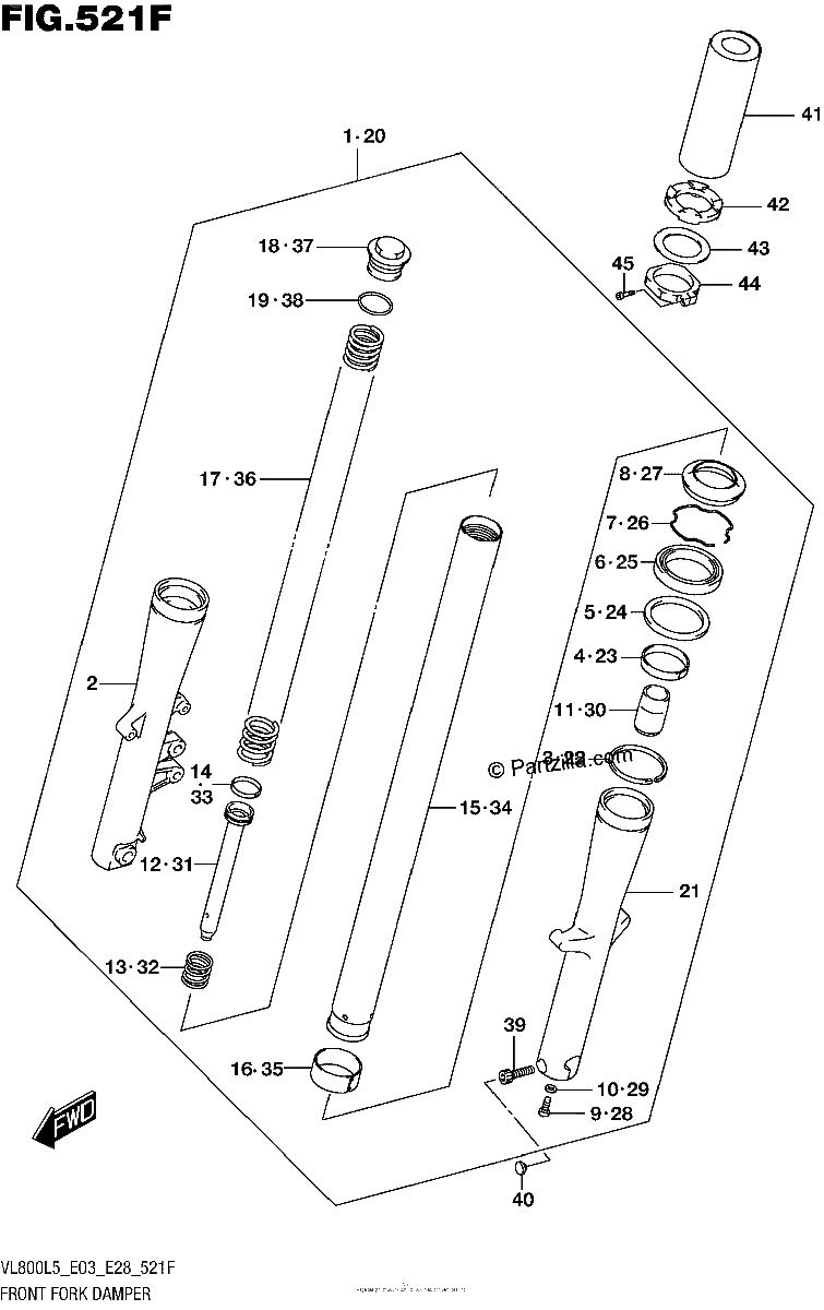 Diagrama de FRONT FORK DAMPER VL800BL5 E28