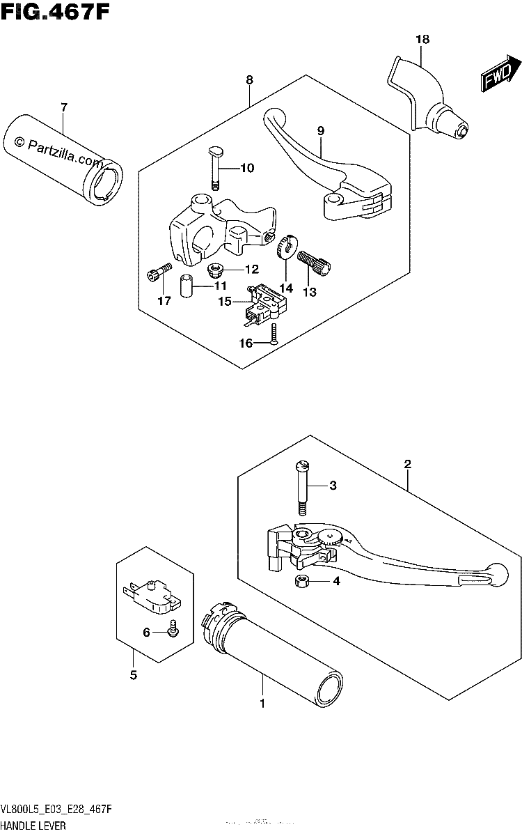 Diagrama de HANDLE LEVER VL800BL5 E28