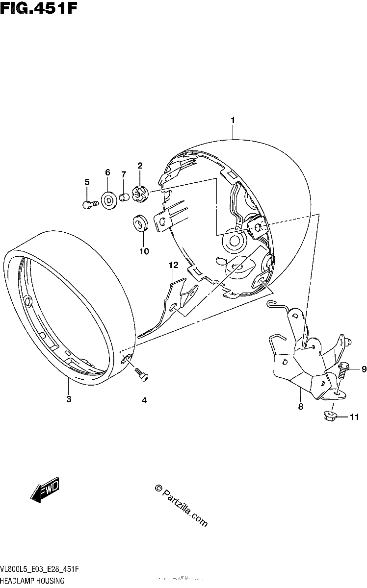 Diagrama de HEADLAMP HOUSING VL800BL5 E28
