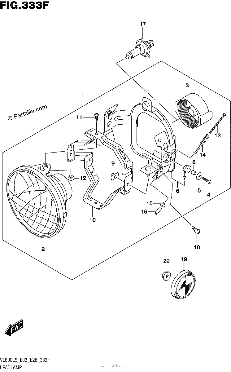 Diagrama de HEADLAMP VL800BL5 E28