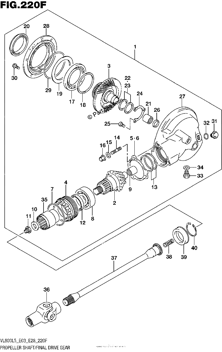 Diagrama de PROPELLER SHAFT FINAL DRIVE GEAR VL800BL5 E28