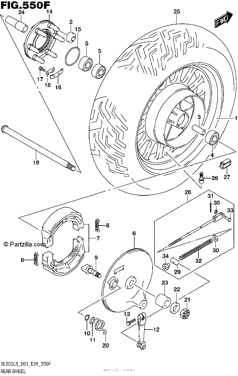 Diagrama de REAR WHEEL VL800BL5 E28
