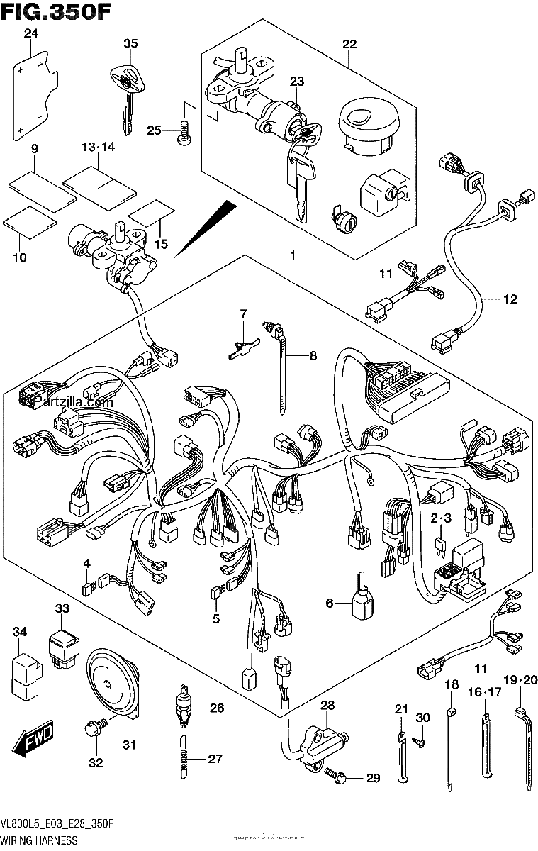 Diagrama de WIRING HARNESS VL800BL5 E28