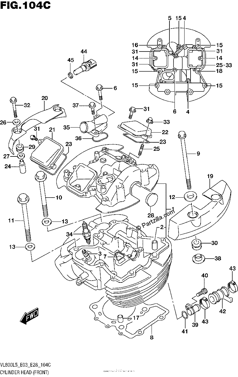 Diagrama de CYLINDER HEAD FRONT VL800TL5 E03
