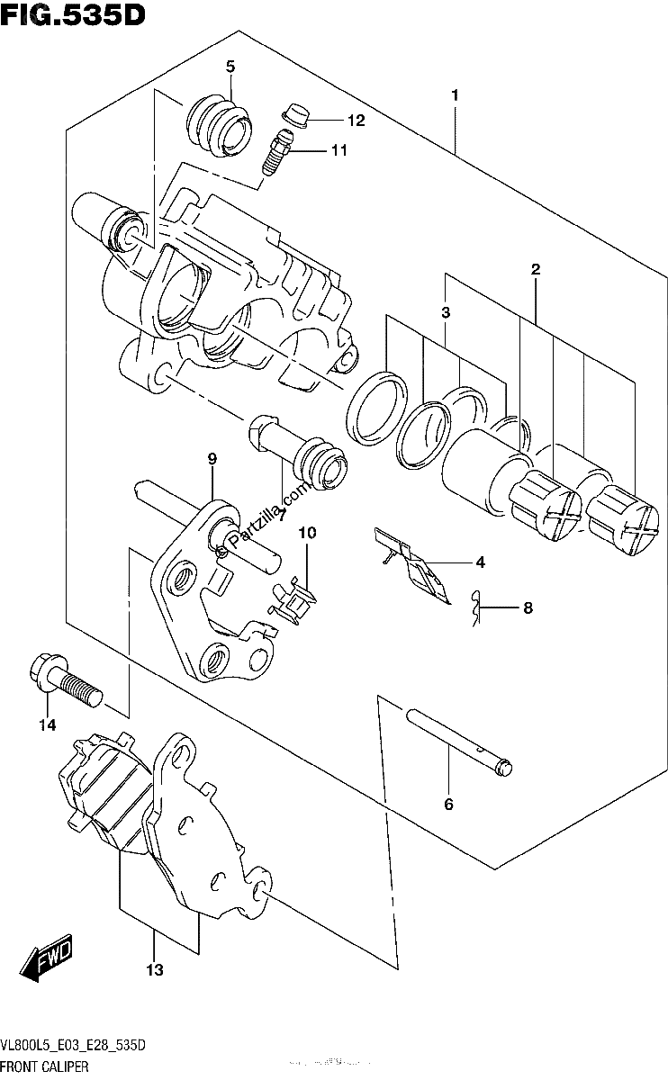 Diagrama de FRONT CALIPER VL800TL5 E28