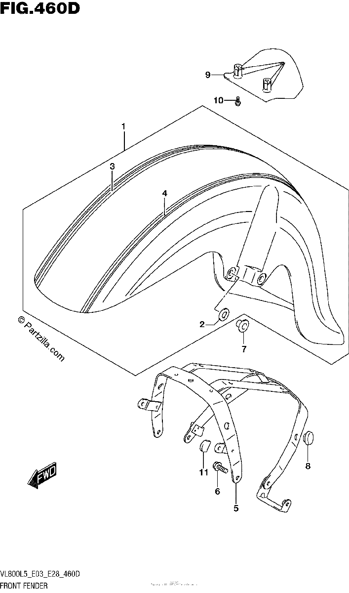 Diagrama de FRONT FENDER VL800TL5 E28