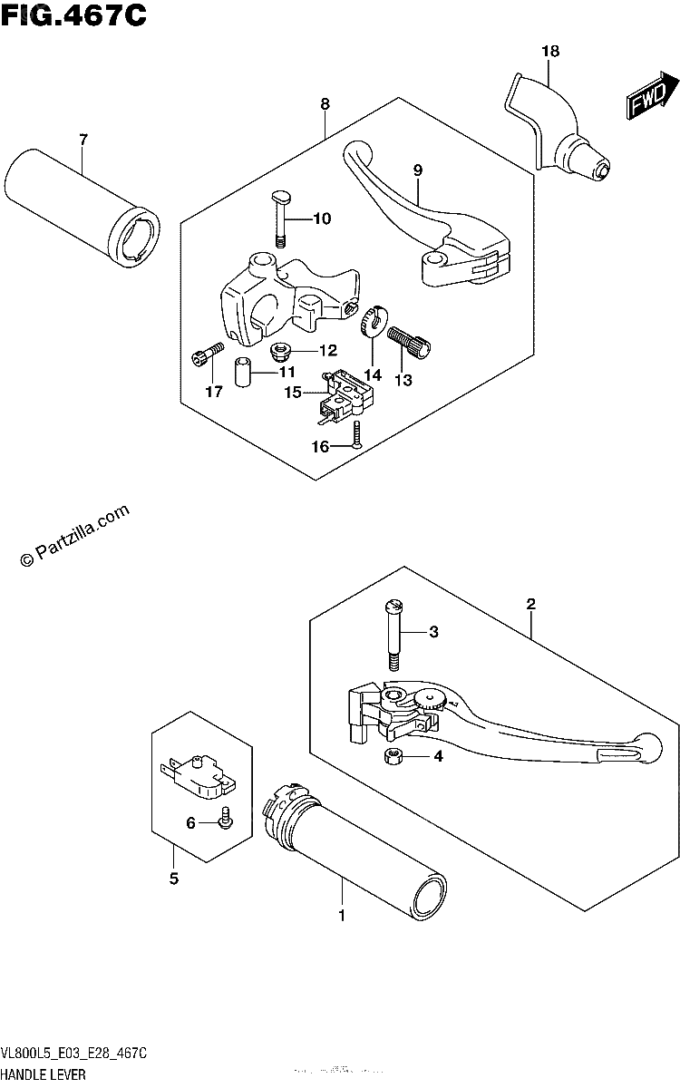 Diagrama de HANDLE LEVER VL800TL5 E03