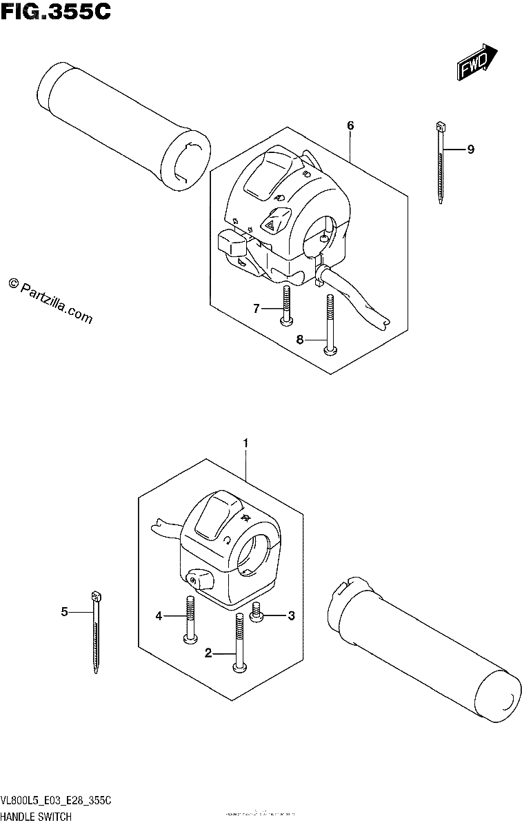 Diagrama de HANDLE SWITCH VL800TL5 E03