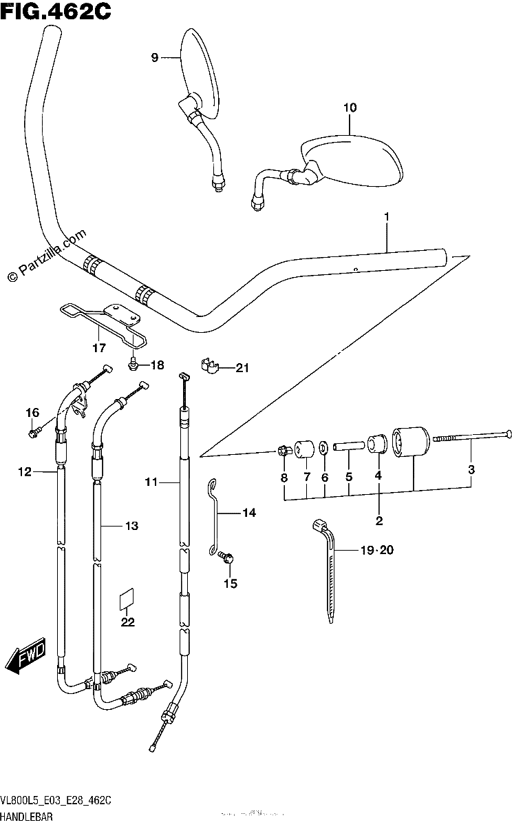 Diagrama de HANDLEBAR VL800TL5 E03