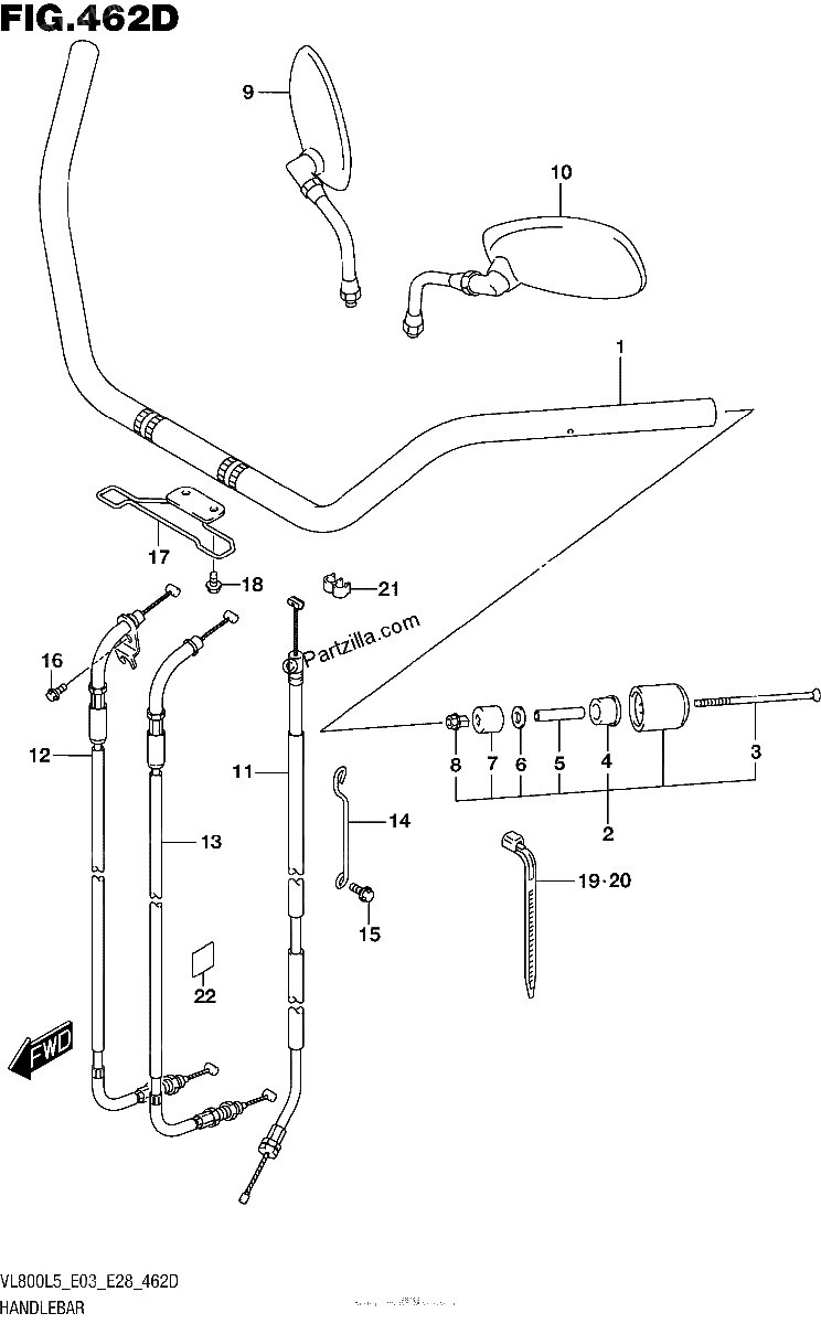 Diagrama de HANDLEBAR VL800TL5 E28