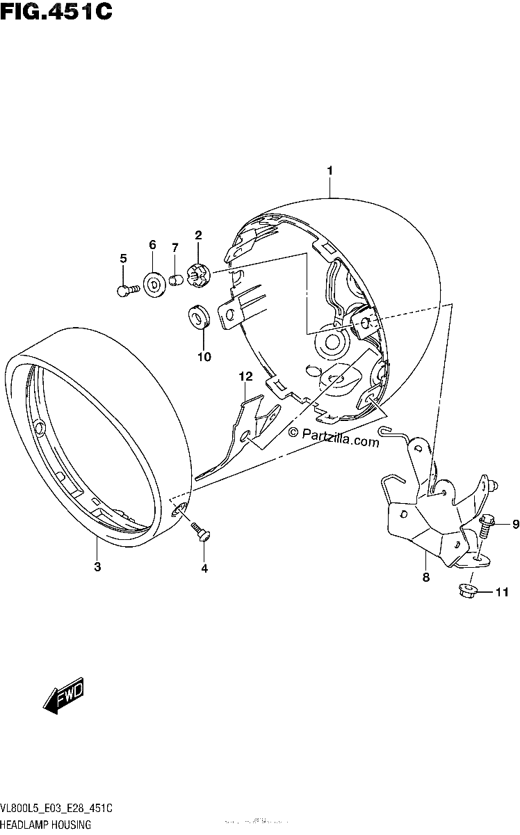 Diagrama de HEADLAMP HOUSING VL800TL5 E03