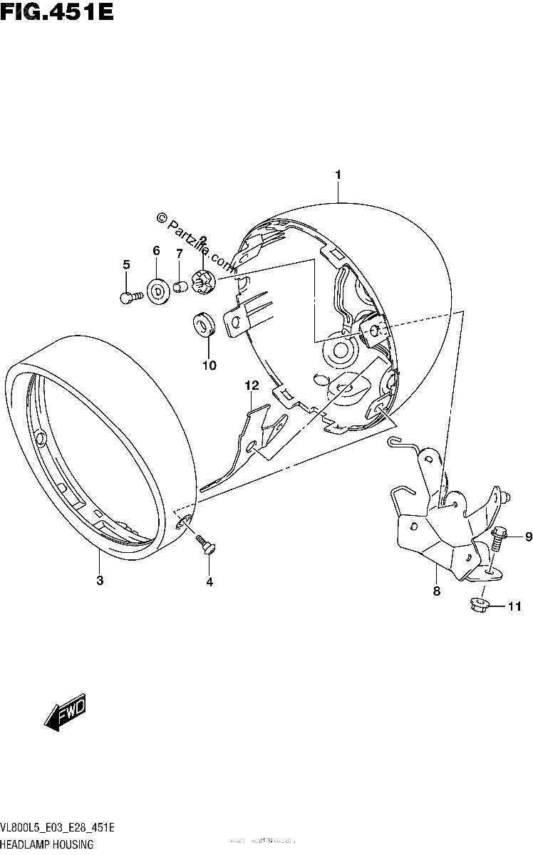 Diagrama de HEADLAMP HOUSING VL800TL5 E33