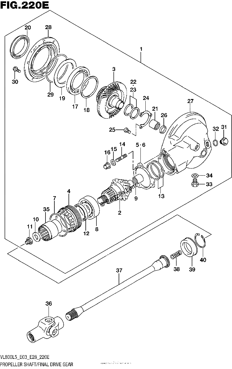 Diagrama de PROPELLER SHAFT FINAL DRIVE GEAR VL800TL5 E33