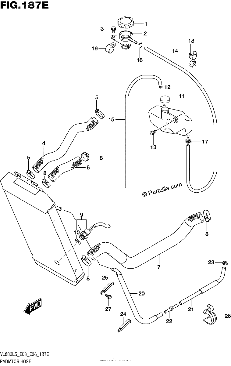 Diagrama de RADIATOR HOSE VL800TL5 E33