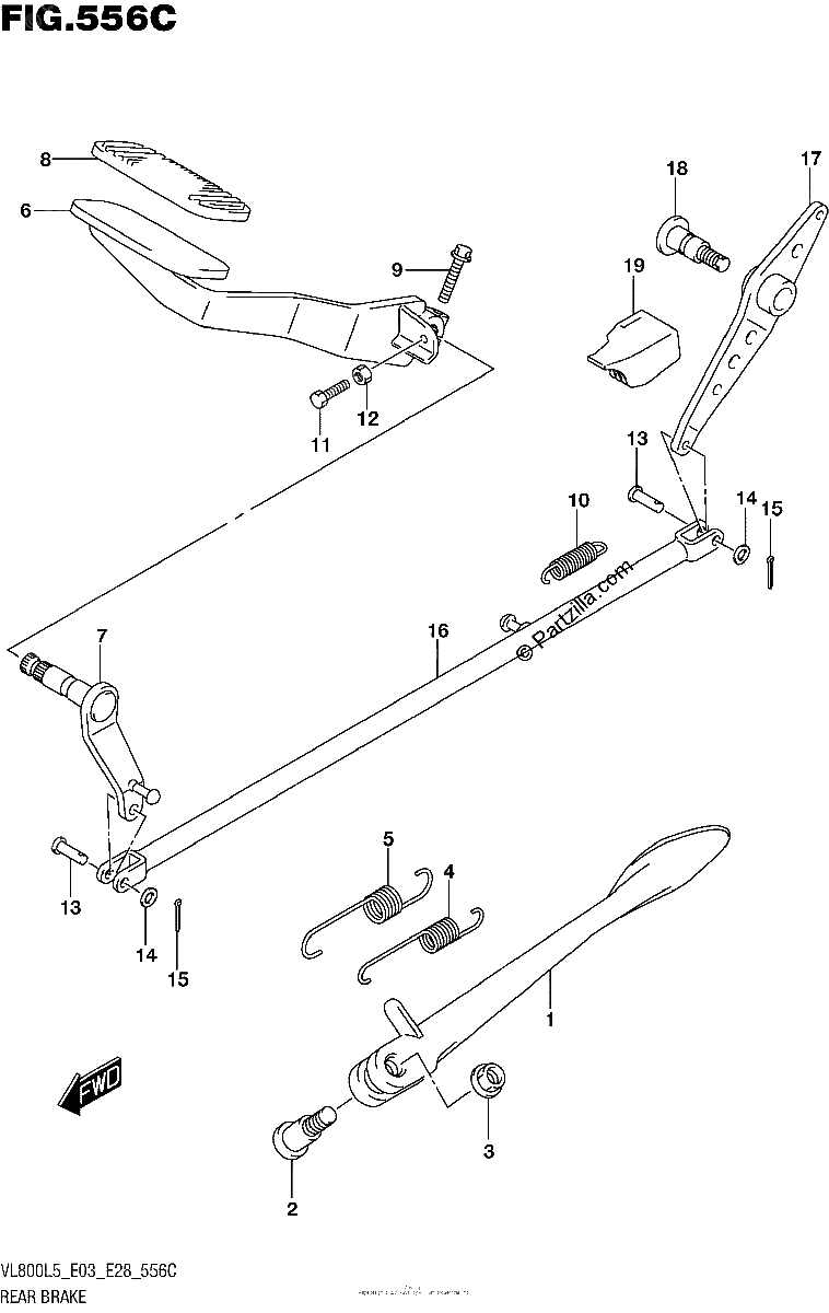 Diagrama de REAR BRAKE VL800TL5 E03