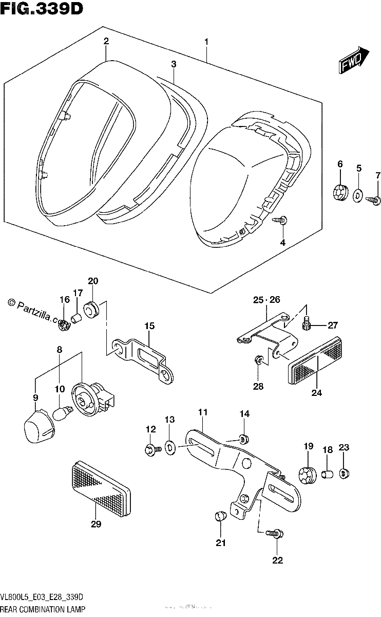 Diagrama de REAR COMBINATION LAMP VL800TL5 E28