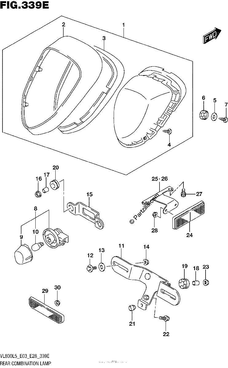 Diagrama de REAR COMBINATION LAMP VL800TL5 E33